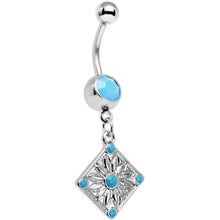将图片加载到图库查看器，Faux Turquoise Treasured Emblem Dangle Belly Ring
