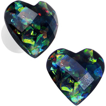 Load image into Gallery viewer, Multicolor Heart White Acrylic Saddle Plug Set 5mm to 00G
