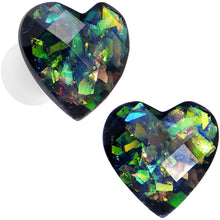 Load image into Gallery viewer, Multicolor Heart White Acrylic Saddle Plug Set 5mm to 00G
