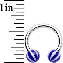 Load image into Gallery viewer, 14G 7/16 Indigo Blue White Acrylic Horseshoe Circular Barbell

