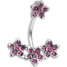 Load image into Gallery viewer, Pink Gem Field of Flowers Double Mount Belly Ring
