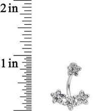 Load image into Gallery viewer, Clear Gem Field of Flowers Double Mount Belly Ring
