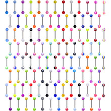 Load image into Gallery viewer, UV Acrylic Ball Steel Barbell Tongue Ring Set of 100
