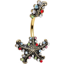 将图片加载到图库查看器，Multicolor Gem Gold PVD Seeing Starfish Double Mount Belly Ring
