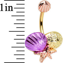 Load image into Gallery viewer, Gold PVD Multicolor Starfish Sea Shell Double Mount Belly Ring
