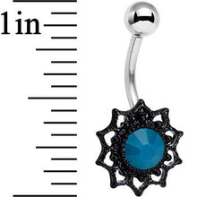Load image into Gallery viewer, Dark Blue Faux Opal Black Frame Belly Ring
