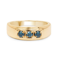 将图片加载到图库查看器，14K Yellow Gold Plated 0.33 Carat Genuine Blue Diamond .925 Sterling Silver Ring
