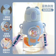 将图片加载到图库查看器，600ml Kids Water Bottles Summer Cute High Beauty Straw Cup for Girls School Baby Leak proof Cartoon Children Water Bottle Water Bottle Cute Water Bottles for Girls Water Bottle with Straw and Adjustable Strap Portable Leakproof Bottles
