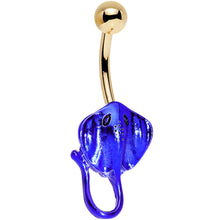 Load image into Gallery viewer, Gold PVD Royal Blue Seaworthy Stingray Belly Ring
