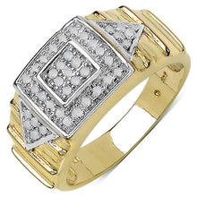 Load image into Gallery viewer, 14K Yellow Gold Plated 0.21 Carat Genuine White Diamond .925 Sterling Silver Ring
