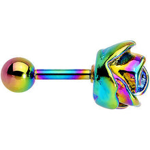 Load image into Gallery viewer, 16G 1/4 Rainbow PVD Romantic Rose Flower Cartilage Earring

