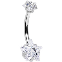 将图片加载到图库查看器，Clear Gem Dynamic Duo Super Star Internally Threaded Belly Ring
