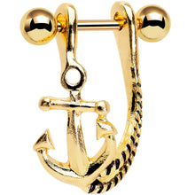 将图片加载到图库查看器，3/8 Gold Plated Toss Your Anchor Left Dangle Cartilage Earring
