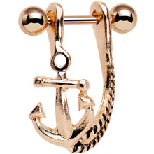 将图片加载到图库查看器，3/8 Rose Gold Plated Toss Your Anchor Left Dangle Cartilage Earring
