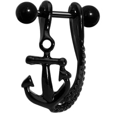 Load image into Gallery viewer, 3/8 Black Plated Toss Your Anchor Left Dangle Cartilage Earring
