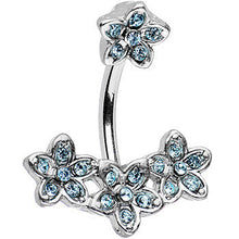 Load image into Gallery viewer, Aqua Blue Gem Flippy Flower Reversbile Top Mount Belly Ring
