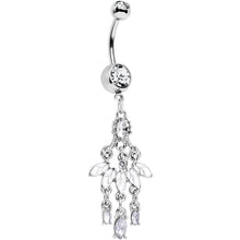 将图片加载到图库查看器，Clear Gem White Fan Chandelier Dangle Belly Ring

