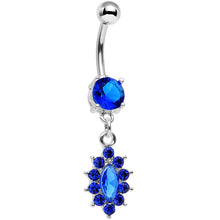 Load image into Gallery viewer, Royal Blue Gem Decadent Detail Drop Dangle Belly Ring
