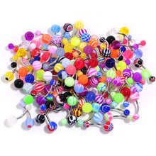 Load image into Gallery viewer, UV Acrylic Ball Steel Barbell Belly Button Ring Set of 100
