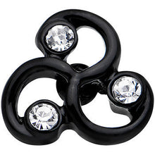 Load image into Gallery viewer, 16G 1/4 Clear Gem Black Trinity Swirl Tragus Cartilage Earring
