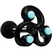 Load image into Gallery viewer, 1/4 Faux Turquoise Black Trinity Swirl Tragus Cartilage Earring
