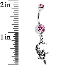 将图片加载到图库查看器，Pink Gem Moon and Ms Mermaid Dangle Belly Ring

