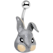 将图片加载到图库查看器，Glitter Gray Happy Easter Bunny Rabbit Belly Ring
