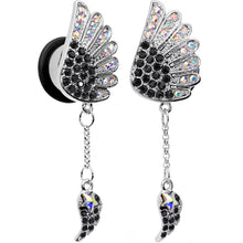 将图片加载到图库查看器，9/16 Aurora Black Gem Arial Angel Wings Dangle Plug Set
