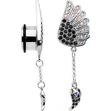 将图片加载到图库查看器，9/16 Aurora Black Gem Arial Angel Wings Dangle Plug Set
