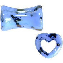 Load image into Gallery viewer, Black Speckled Blue Acrylic Heart Saddle Plug Set Available in Sizes 6G to 20mm
