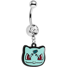 Load image into Gallery viewer, Officially Licensed Pokemon Clear Gem Bulbasaur Dangle Belly Ring
