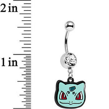 Load image into Gallery viewer, Officially Licensed Pokemon Clear Gem Bulbasaur Dangle Belly Ring
