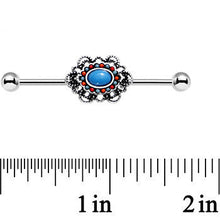 Load image into Gallery viewer, 14G Faux Turquoise Fancy Western Brooch Industrial Barbell 38mm
