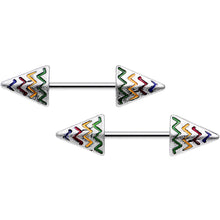 将图片加载到图库查看器，14G 9/16 Rainbow Chevron End with an Arrow Nipple Ring Set
