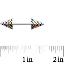 将图片加载到图库查看器，14G 9/16 Rainbow Chevron End with an Arrow Nipple Ring Set
