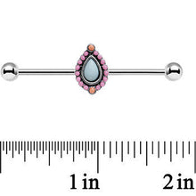 将图片加载到图库查看器，14G Light Blue and Pink Pastel Teardrop Industrial Barbell 38mm
