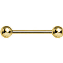 Load image into Gallery viewer, Solid 14k Yellow Gold CZ Solitaire Barbell Tongue Ring 14G 5/8
