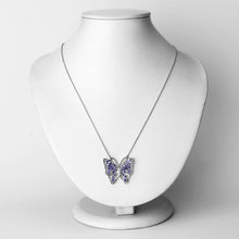 将图片加载到图库查看器，2.76 Carat Genuine Tanzanite and White Zircon .925 Sterling Silver Necklace
