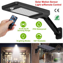将图片加载到图库查看器，60LEDs Solar PIR Motion Sensor Remote Control Wireless Lamp
