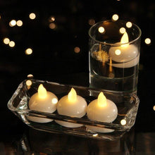 将图片加载到图库查看器，6/12PCS Floating Candle Lights LED Floating Candles Flameless Tea Lights Warm Yellow Battery Operated Waterproof Decoration for Wedding Thanksgiving Christmas Waterproof Flameless on Water Candles LED Tea Light Wedding Party Decorative
