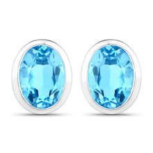 Load image into Gallery viewer, 4.00 Carat Genuine Swiss Blue Topaz .925 Sterling Silver Earrings

