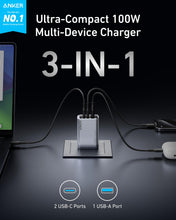 将图片加载到图库查看器，Anker Prime Charger (100W, 3 Ports, GaN)
