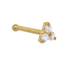 将图片加载到图库查看器，Solid 14K Yellow Gold Crystalline Gem Flower Nose Bone
