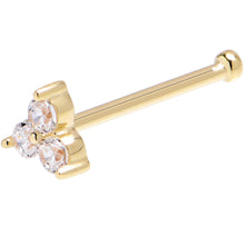 将图片加载到图库查看器，Solid 14K Yellow Gold Crystalline Gem Flower Nose Bone
