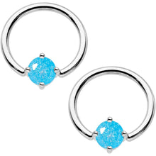 Load image into Gallery viewer, 14G Oceanic Faux Opal BCR Captive Ring Barbell Nipple Ring Set
