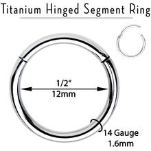 将图片加载到图库查看器，14G 1/2 Solid G23 Implant Grade Titanium Hinged Segment Ring
