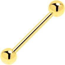 将图片加载到图库查看器，Solid 14k Yellow Gold Barbell Tongue Ring 14G 5/8 5mm
