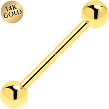 将图片加载到图库查看器，Solid 14k Yellow Gold Barbell Tongue Ring 14G 5/8 5mm
