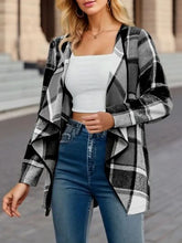 Load image into Gallery viewer, Elegant Plaid Open Front Long Sleeve Jacket Stylish &amp; Cozy Lightweight Breathable Outerwear
