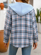 将图片加载到图库查看器，Plaid Buttoned Long Sleeve Hooded Jacket for Women – Cozy &amp; Stylish Cotton-Blend Outerwear
